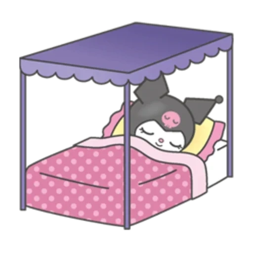 kuromi, la chambre, kuromi duerme, cama de perro
