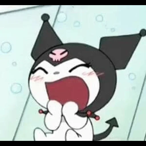 kuromi, occhio nero cattivo, indy kid black rice, kitty kuromi il male, hallow kitty anime cartoon blackrice