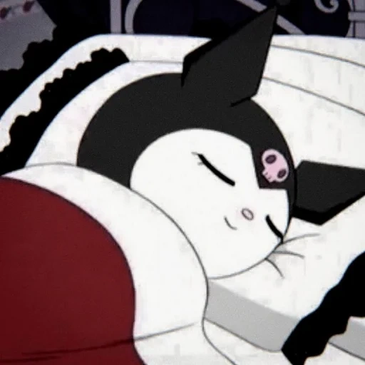 kucing, hannah lee, kuromi tidur, kuromi melodi saya, kartun kitty kuromi