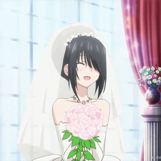 anime girls, randeus life, casamento de kurumi shido, vestido de noiva kurumi, vestido de noiva kurumi tokisaki