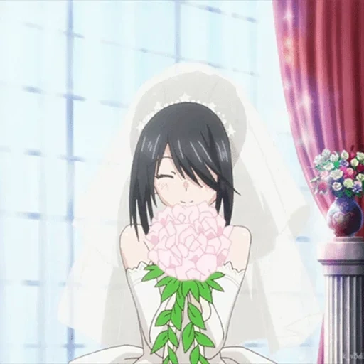 figure, anime girl, anime girl, cartoon character, kumi tokyo saki wedding dress