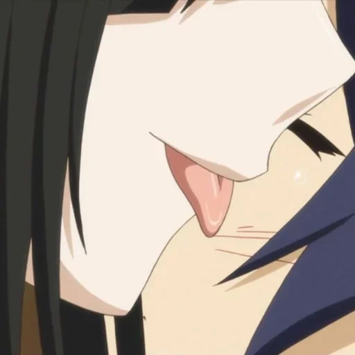 anime, clip de anime, un largo beso de anime, anime kampfer beso