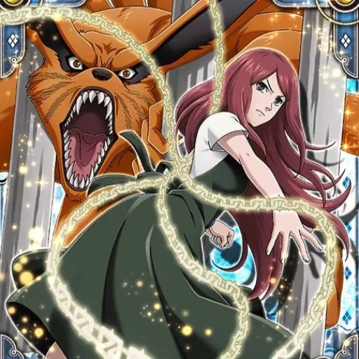 naruto, uzumaki kushina, chaînes du chakra d'uzumaki, naruto kushina kurama, kushina uzumaki kurama