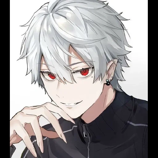 anime anak laki-laki, anime boy, anime boy, karakter anime, characters boy with white hair and red eyes