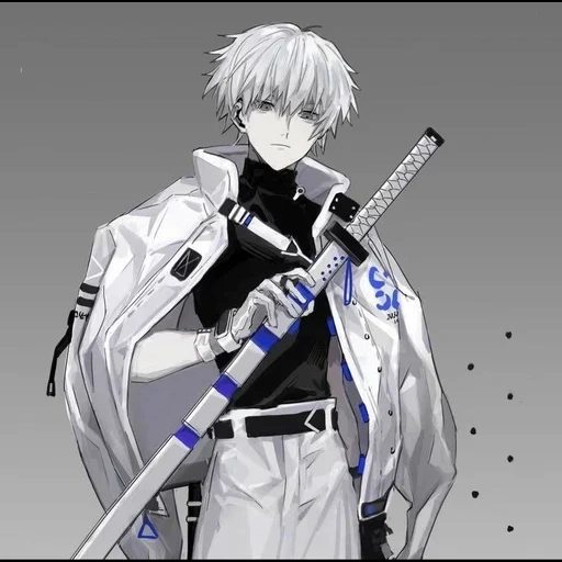 pixiv, oninaki, anime gintama, sakata gintoki with a sword, gintama black white art