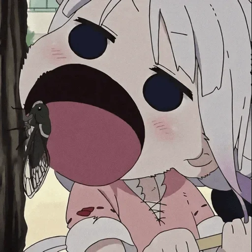 kanna kamui, the anime is funny, kobayashi anime, anime characters, dragon-city kobayashi-san canna eats