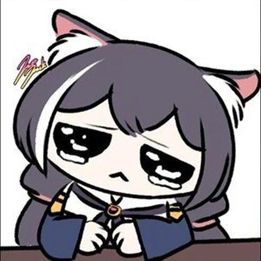 anime, anime neko, kyaru chibi, anime nyashki, sad_kyaru_chan