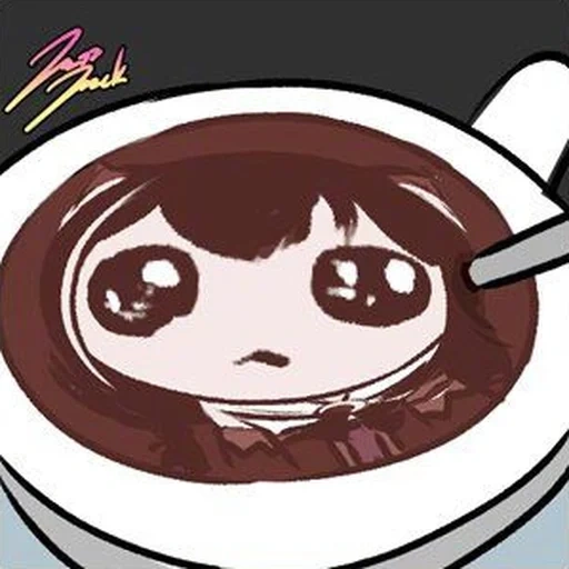 kopi, cangkir kopi, anime kawaiwai, anime lucu, pola lucu anime