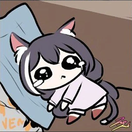 animação, animação nyashki, garota gato, sad_kyaru_chan, gato fofa