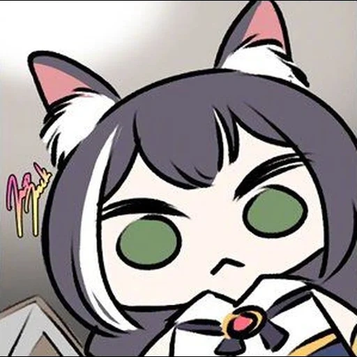 animação, sad_kyaru_chan, pequeno gato branco