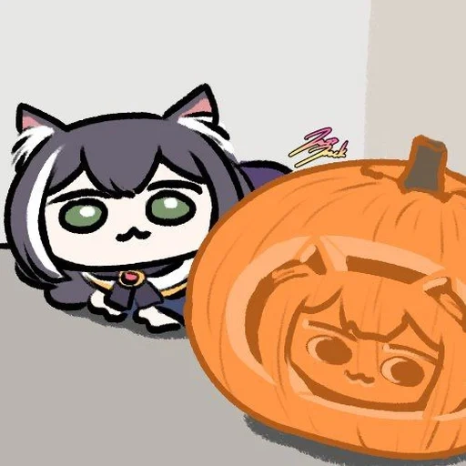 halloween, katzen halloween, halloween kürbis, sad_kyuru_chan, halloween kürbis