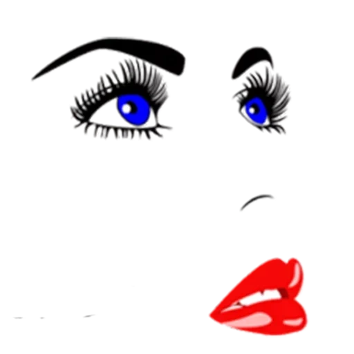 lip vector, girl with eyelashes, eye-lip vector, facial lip and eyebrow vector, eyebrow eyelash girl vector