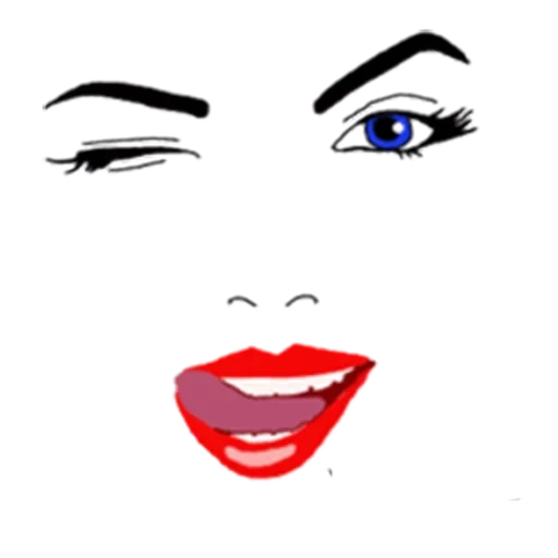 губы вектор, рисунок лица, лицо губы брови вектор, подмигивающее лицо вектор, подмигивающее лицо рисунок