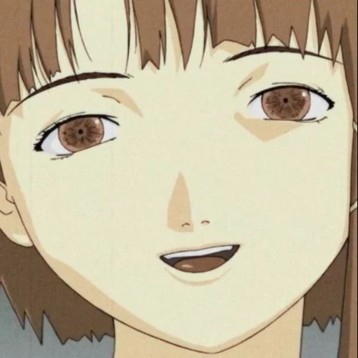 lain, аниме, эксперименты лэйн, лэйн ивакура улыбается, кувабара аниме персонаж