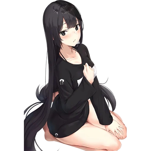 anime kunst, anime frau, anime mädchen, anime girls schwarze kleidung