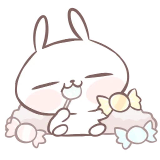 coniglio, miloty, marshmallow e cucciolo, disegni kawaii di schizzi, conigli carini cartone animato