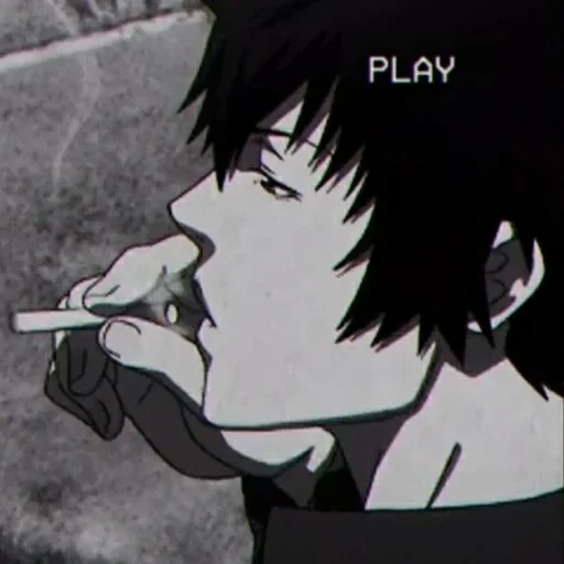 anime, foto, mangá de anime, anime triste, kogami shinya com um cigarro