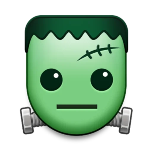 zombie, screenshot, smiley face icon, green smiling face, expression frankenstein