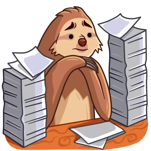 sloth, notebook, lazy, borded cartoon