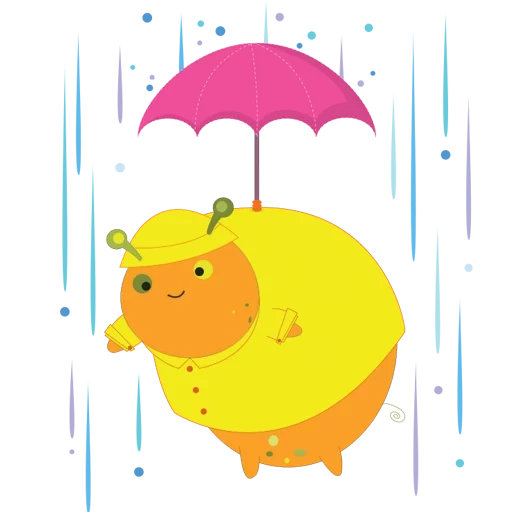 illustrazione, il pollo è un ombrello, un ombrello sotto la pioggia, illustrazioni vettoriali, tempo di avventura totoro