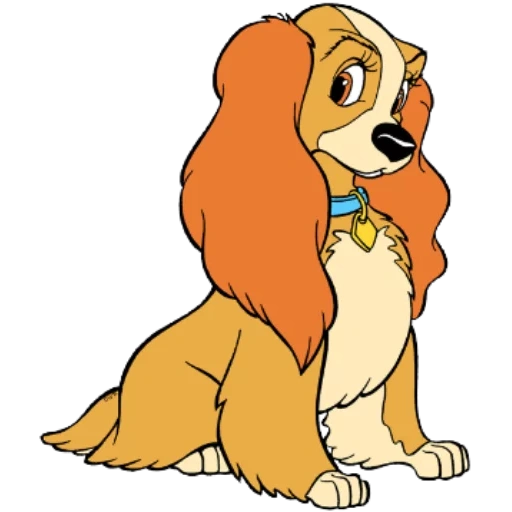 race de lady tramp, spaniel lady tramp, race de chien de tramp, coker spaniel lady bramyaga, dessin animé de chien trampe