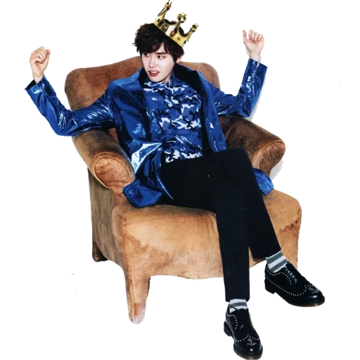 full slave, john lee suo, throne man, sit in a golden chair, people sit in 3d chairs