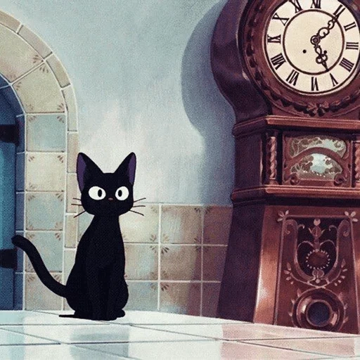 black cat, чёрная кошка, studio ghibli, ведьмина служба доставки, черный кот хаяо миядзаки