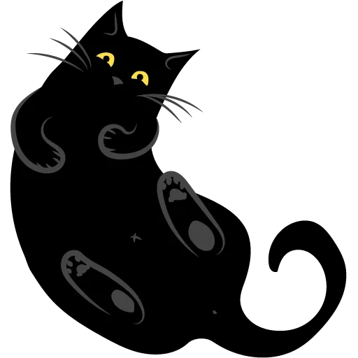 the black cat, die katze schwarz, schwarze katze profil, silhouette der katze verlassen, schwarze cartoon katze