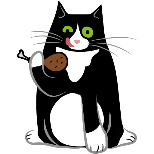 gato, gato tabi, gato contemplativo, gato de desenho animado, cat preto e branco