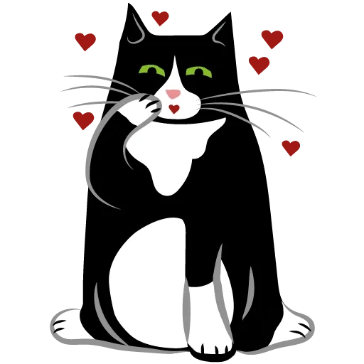 tabi cats, cartoon cat, white black cat, the cat is black, the cat is black white