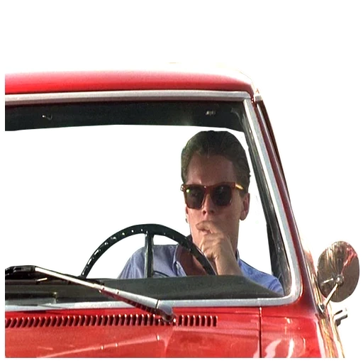 el hombre, humano, convertible rojo, al volante de un coche eléctrico, cabriolet man conduciendo