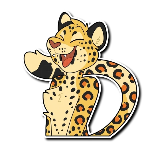 cheetah, furry leopard, stick leopard, cartoon leopard, stickers for children with a leopard