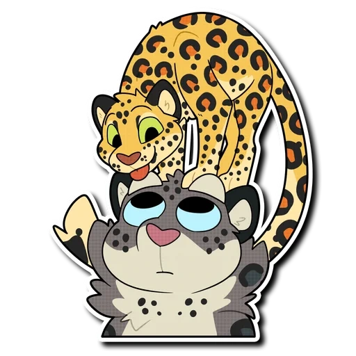 macan tutul salju, stiker leopard, pola macan tutul kartun, stiker leopard lucu