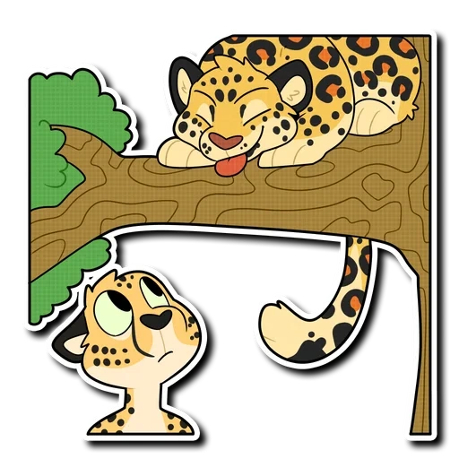 cheetah, leopard for children, stick leopard, leopard cartoon, stickers for children with a leopard
