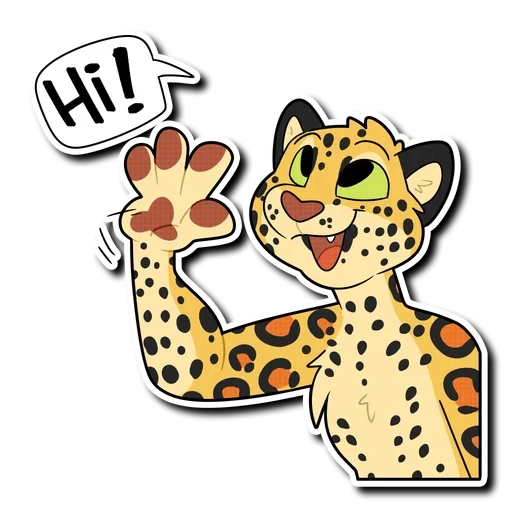 cheetah, autocollant imprimé léopard, cheetah de bande dessinée, cartoon léopard, stickers imprimé léopard pour enfants