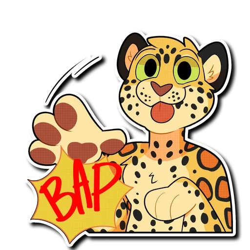 cheetah, stick leopard, cartoon cheetah, leopard cartoon, stickers for children with a leopard