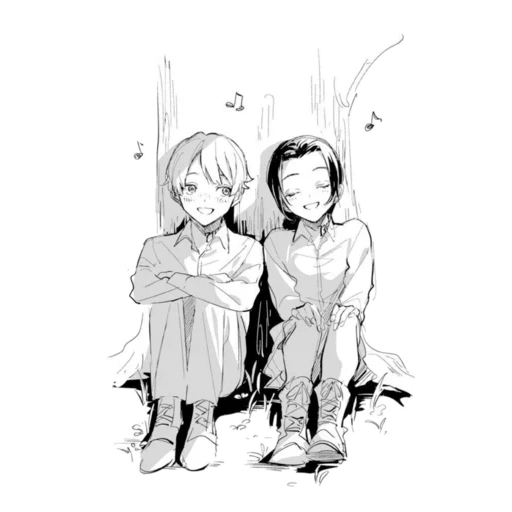 animation art, anime picture, a pair of animation art, cartoon character, leslie's promised neverland