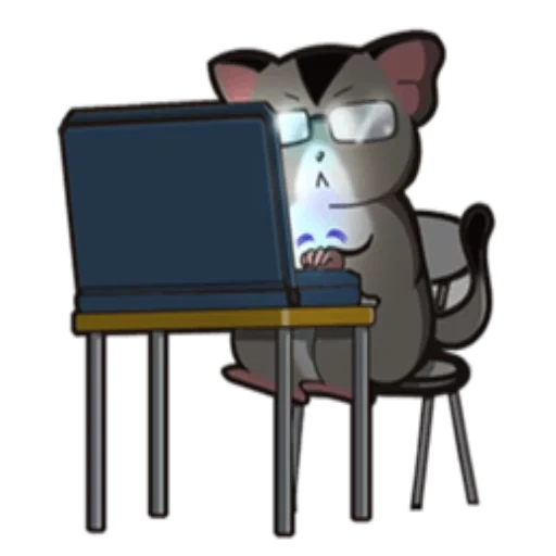 кот, cat, смешные кошки, кот программист, кошка под столом мультяшный