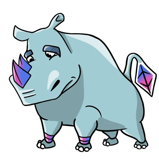 rhinocéros, pied de pince rhinocéros, modèle de rhinocéros, cartoon de rhinocéros, cartoon rhinocéros bleu