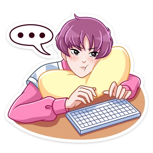 sile, anime, young woman, keyboard