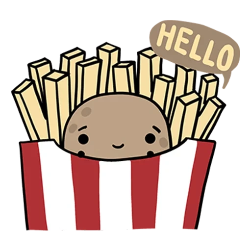 french fries, french fries, cute drawings, popcorn sketches