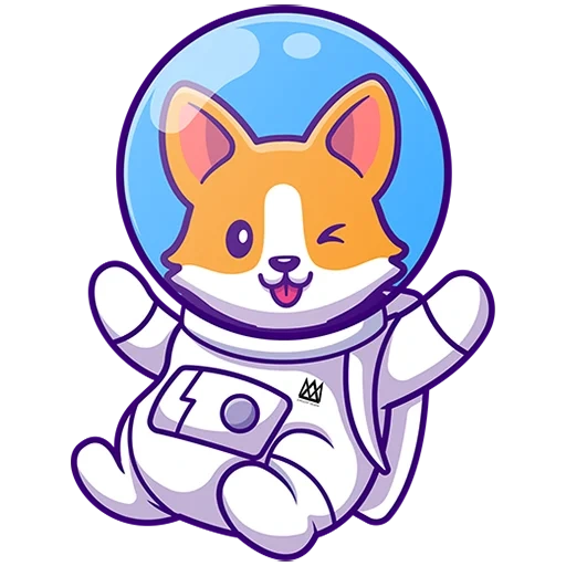 the drawings are cute, corgi astronaut, cosmic drawings