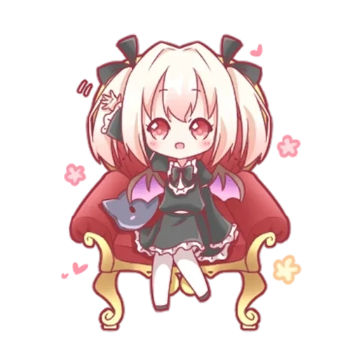 cangjing vazio parede vermelha, xiao senyou um chibi, personagem de anime, padrão de anime bonito