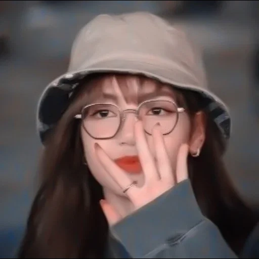 asiático, mujer, chica, gafas de niña, chica coreana