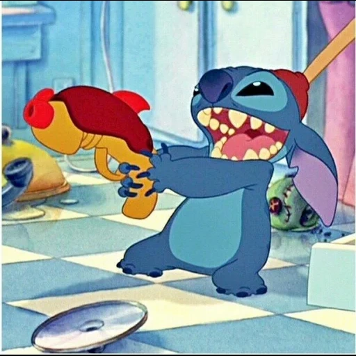 stich, shi disney, stitch cartoons, stich stops the camera, stich smiles lilo stich