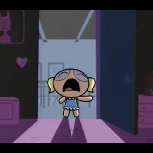 animação, garota legal, bolha super migalhas de pão, super pão está chorando, parece um meme de personagem de fantoche