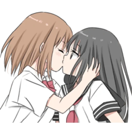 image, anime yuri, anime mignon, baiser, personnages d'anime