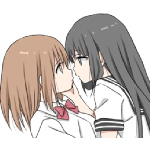 la figura, anime di yuri, bacio di yuri, kiss anime, anime art yuri