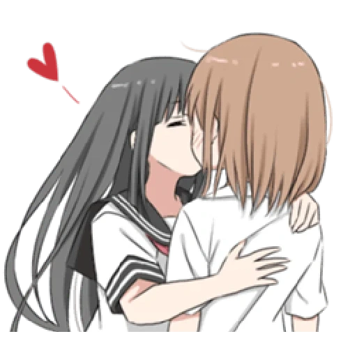 yuri arta, yuri animation, the kiss of yuri, anime kiss, animation art yuri