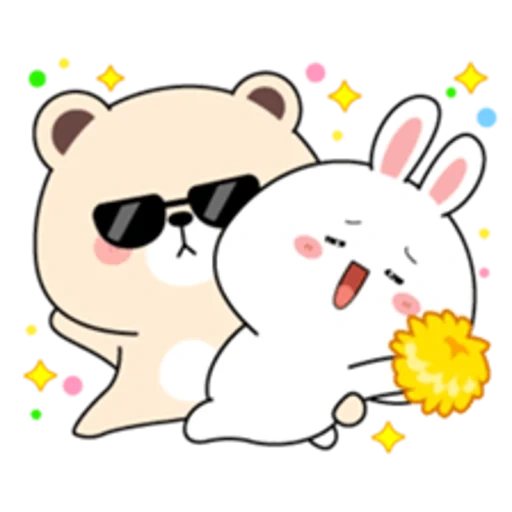 dessins kawaii, chers dessins sont mignons, dessins kawaii mignons, kawaii chats un couple, tuagom puffy bear and rabbit